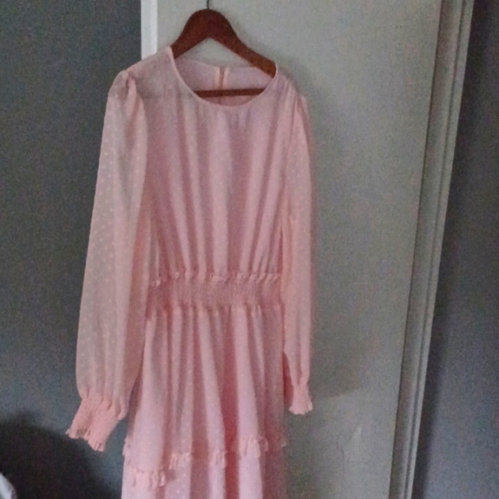 Pretty light pink polka dot dress